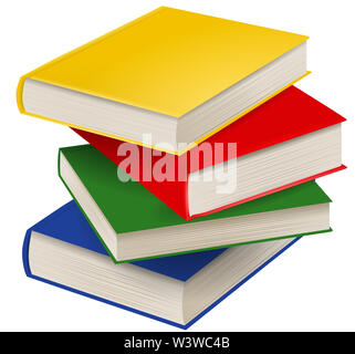 stack of books realistic illustration Stock Photo