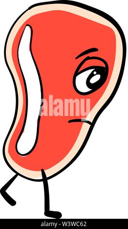 Sad meat with eyes, illustration, vector on white background. Stock Vector