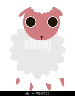 Cute little sheep, illustration, vector on white background. Stock Vector