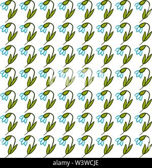 Snowdrops wallpaper, illustration, vector on white background. Stock Vector