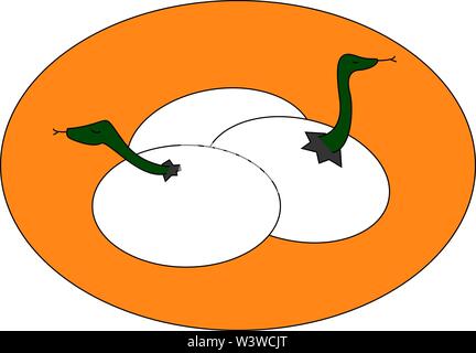 Snakes nest, illustration, vector on white background. Stock Vector