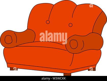 Red sofa, illustration, vector on white background. Stock Vector