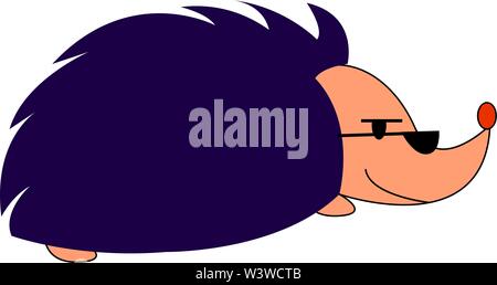 Purple hedgehog, illustration, vector on white background. Stock Vector