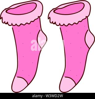 Winter pink socks, illustration, vector on white background. Stock Vector