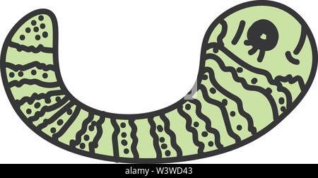Green worm, illustration, vector on white background. Stock Vector