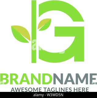 creative initial letter g with natural green leaf logo vector element Stock Vector
