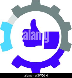 abstract logo thumb hand graphics and gears  vector logo template ready for use Stock Vector
