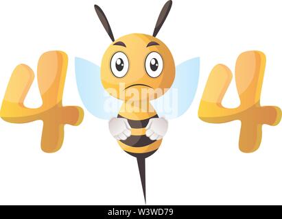 Yellow sad bee  , illustration, vector on white background. Stock Vector