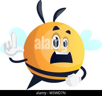Concerned bee, illustration, vector on white background. Stock Vector