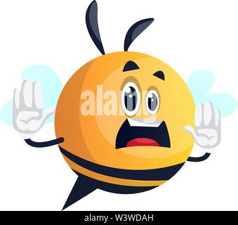 Bee warning, mouth wide open, upset, illustration, vector on white background. Stock Vector