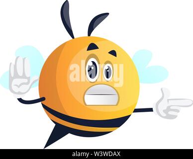 Bee showing direction, illustration, vector on white background. Stock Vector