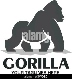 creative and strong Gorilla logo vector isolated on white background Stock Vector
