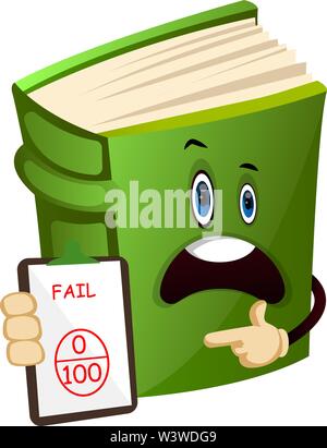 Cartoon book character is giving instructions, illustration, vector on white background. Stock Vector