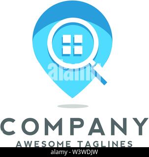 house locator search design vector template, house Pin search logo vector template Stock Vector