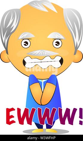 Disgusted old man, illustration, vector on white background. Stock Vector