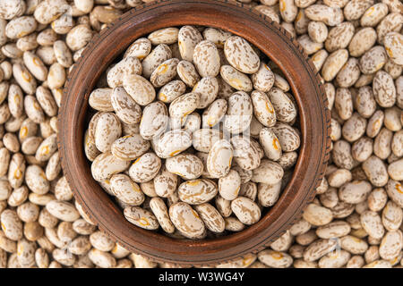 Pinto Beans Close Up Top view, Food Background, Dried Beans, Legume Stock Photo