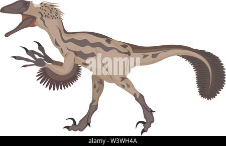 Deinonychus, illustration, vector on white background. Stock Vector