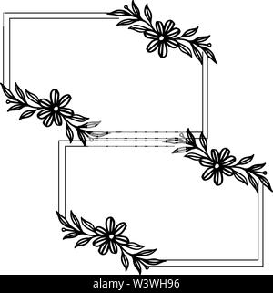 Beautiful shapes of frames, floral and leaf, wedding invitation cards. Vector illustration Stock Vector