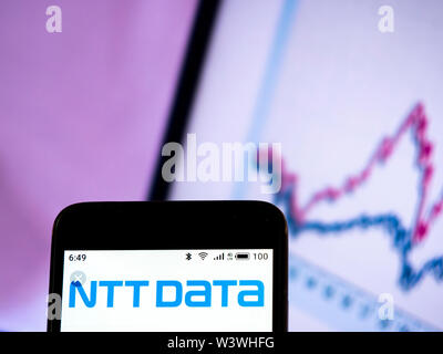 In this photo illustration the NTT Data Corporation logo is seen displayed on a smartphone Stock Photo