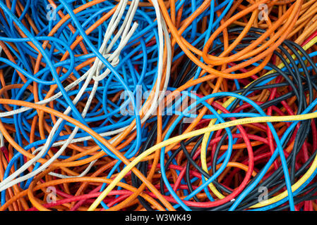 Tangled Cables in Assorted Colors Stock Photo