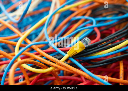 Tangled Cables in Assorted Colors Stock Photo