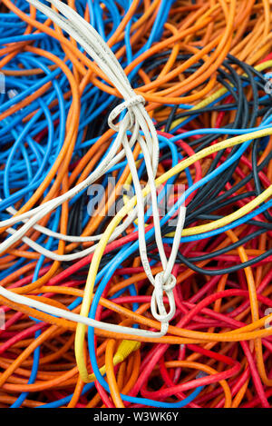 Tangled Cables in Assorted Colors Stock Photo