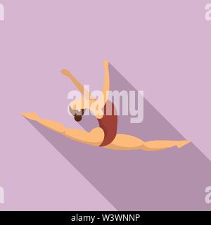Split jump girl gymnastics icon. Simple illustration of split jump girl ...