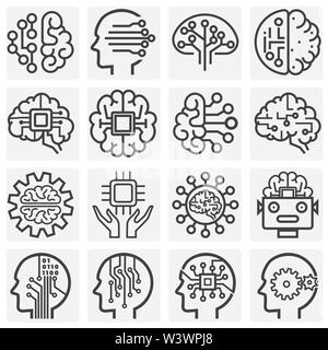 AI related icons set on background for graphic and web design. Simple illustration. Internet concept symbol for website button or mobile app. Stock Vector