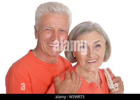 Portrait of a happy senior couple isolated on white background Stock Photo