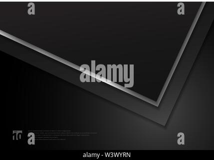 Template black geometric triangle corner overlap layer background with space for text. Vector illustration Stock Vector
