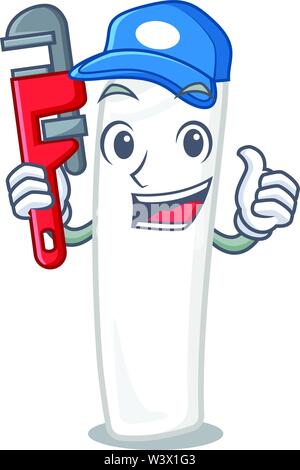 Plumber chalk cartoon in front of board vector illustration Stock Vector