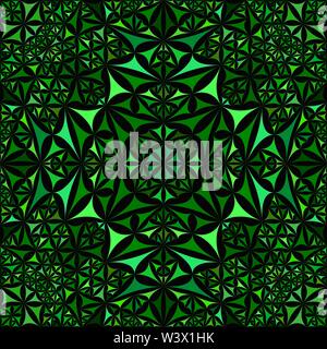 Green abstract repeating curved triangle mosaic kaleidoscope pattern wallpaper - symmetrical vector background illustration Stock Vector