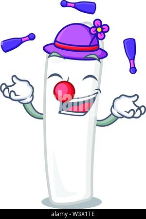 Juggling chalk cartoon in front of board vector illustration Stock Vector