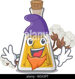Elf cottonseed oil in a mascot bottle vector illustration Stock Vector