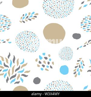Abstract shapes doodle seamless repeat pattern. Vector illustration background. For print, textile, web, home decor, fashion, surface, graphic design Stock Vector