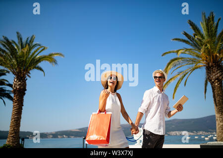 Couple in love, enjoying the summer time by the sea. Stock Photo