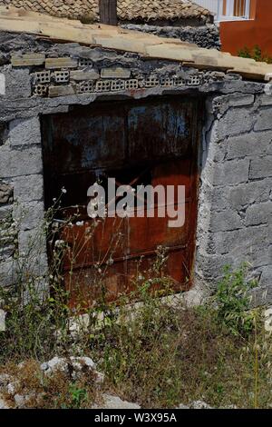 Corfu Afionas two shots of the same subject different angles. The outbuilding had character. Stock Photo