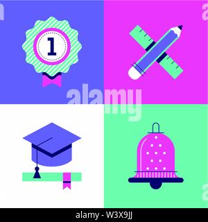 Education concept - colorful flat design style elements Stock Vector