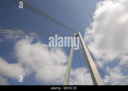 Abstract view of the Diglis footbridge over the river Severn at Worcester, England, UK. Stock Photo