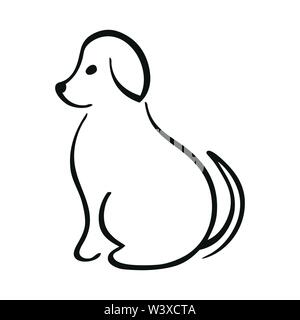 Vector of sitting dog on white background Stock Vector