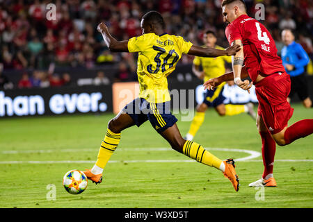 Los Angeles, USA. 17th July, 2019. Eddie Nketiah (30) chases down the ball against Bayern Munich in the International Champions Cup. Credit: Ben Nichols/Alamy Live News Stock Photo