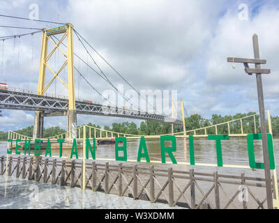 Jembatan Barito or Barito Bridge in Banjarmasin, South Borneo or Kalimantan Selatan, Indonesia. Stock Photo