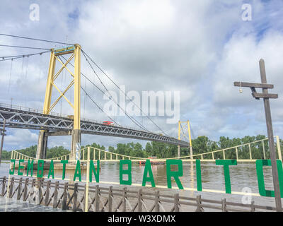 Jembatan Barito or Barito Bridge in Banjarmasin, South Borneo or Kalimantan Selatan, Indonesia. Stock Photo