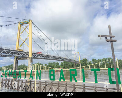 Jembatan Barito or Barito Bridge in Banjarmasin, South Borneo or Kalimantan Selatan, Indonesia. Stock Photo