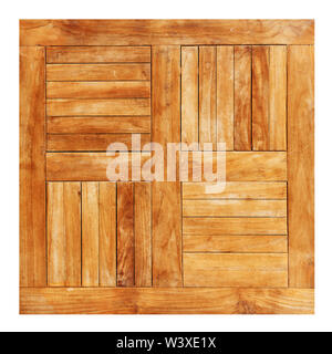 Empty square wooden table surface from above isolated on the white background Stock Photo