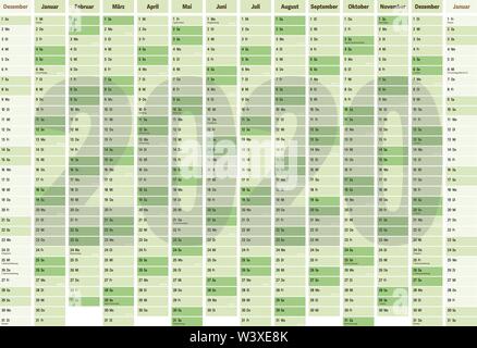 wall year planner or calendar for year 2020 with German holidays in A4 side ratio scalable vector illustration Stock Vector