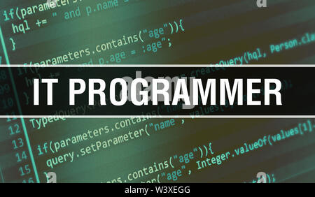 Programmer text written on Programming code abstract technology ...
