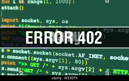 Error 402 with Binary code digital technology background. Abstract ...