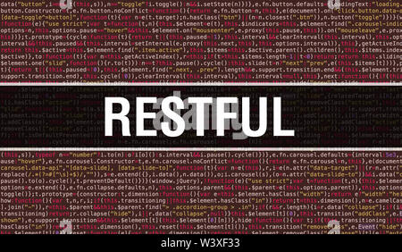 RESTful text written on Programming code abstract technology background ...