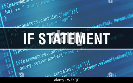 If statement text written on Programming code abstract technology ...